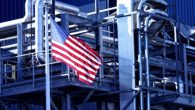 USA Flag in Front of Facility